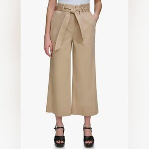 Calvin Klein Woven Cropped Wide Leg Pant with BeltCasual Pants